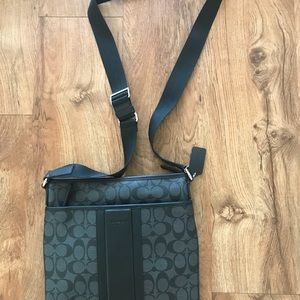 Black leather COACH cross body purse